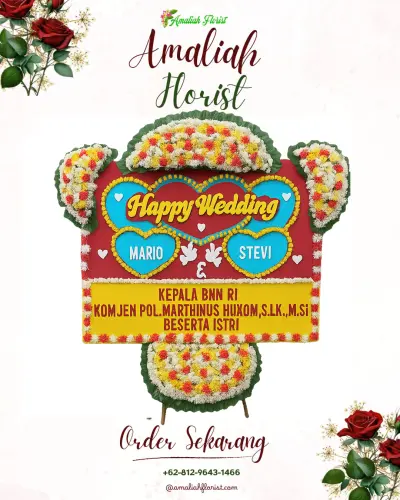 Karangan Papan Bunga Pernikahan di Sirangkang